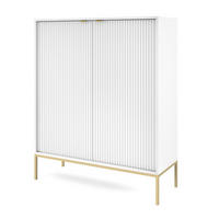 SIDEBOARD 104 cm Galla, 2 Türen, Weiß + Gold - Goldfarben/Weiß, Holz/Metall (104/125/39cm) - Emporius
