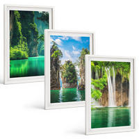 BILDER SET 3er Set - 40x60 cm Weißer Rahmen - Grüne Landschaften, Wasserfälle - Weiß, Kunststoff (40/60cm) - TULUP