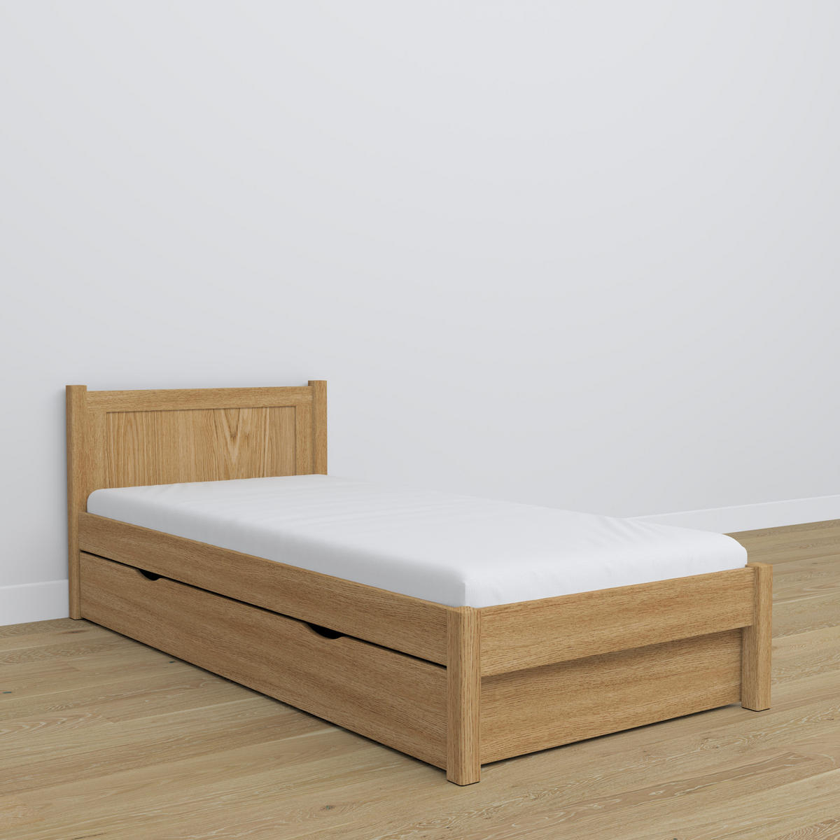 BETT mit Schublade N02 Eiche Natur 80/200 - Eiche Artisan, Naturmaterialien/Holz (80/200cm) - N-Wood