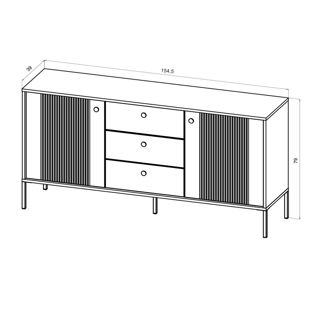 SIDEBOARD ISEO Schwarz 154x39x79 cm - Schwarz, Holzwerkstoff (154/79/39cm) - FURNLUX