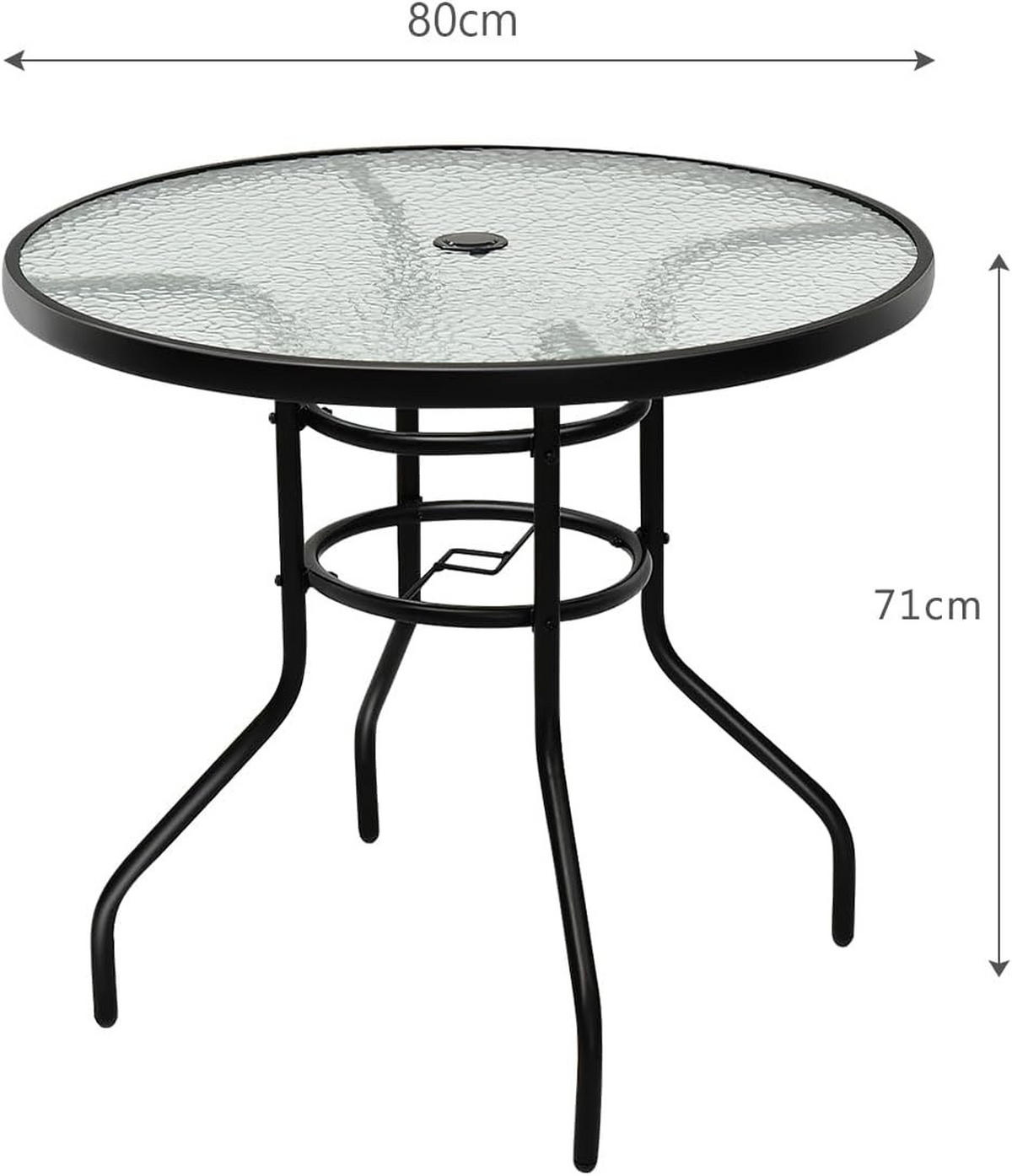 UTEBORD Svart - Svart, Metall (80/80/71cm) - COSTWAY