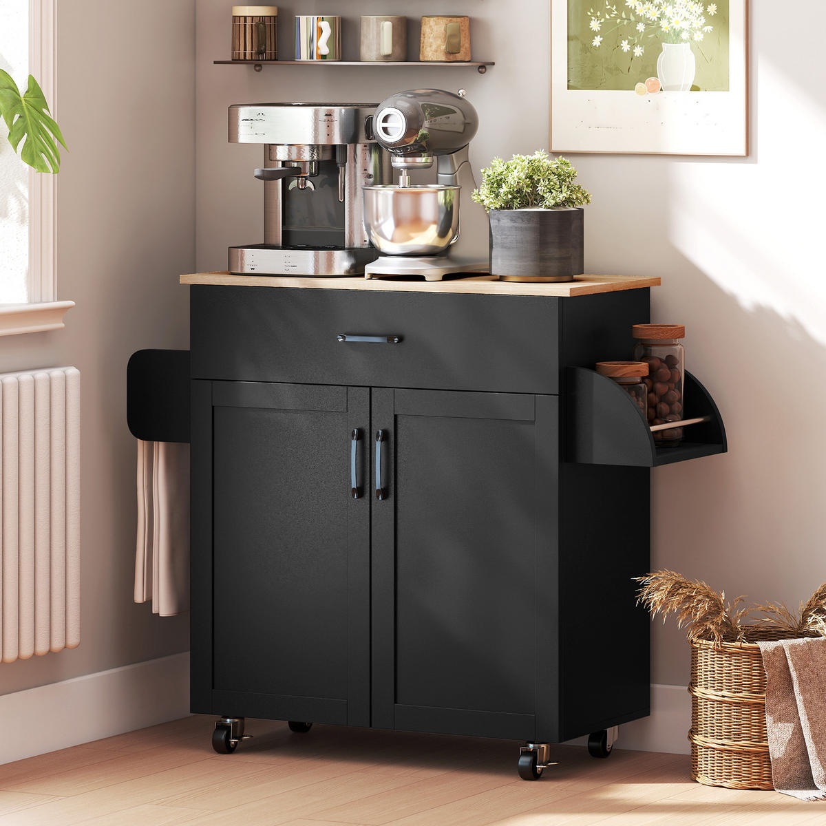 KÜCHENINSEL DE-17133 Schwarz - Schwarz, Holzwerkstoff (105/85/36cm) - ComfortXL