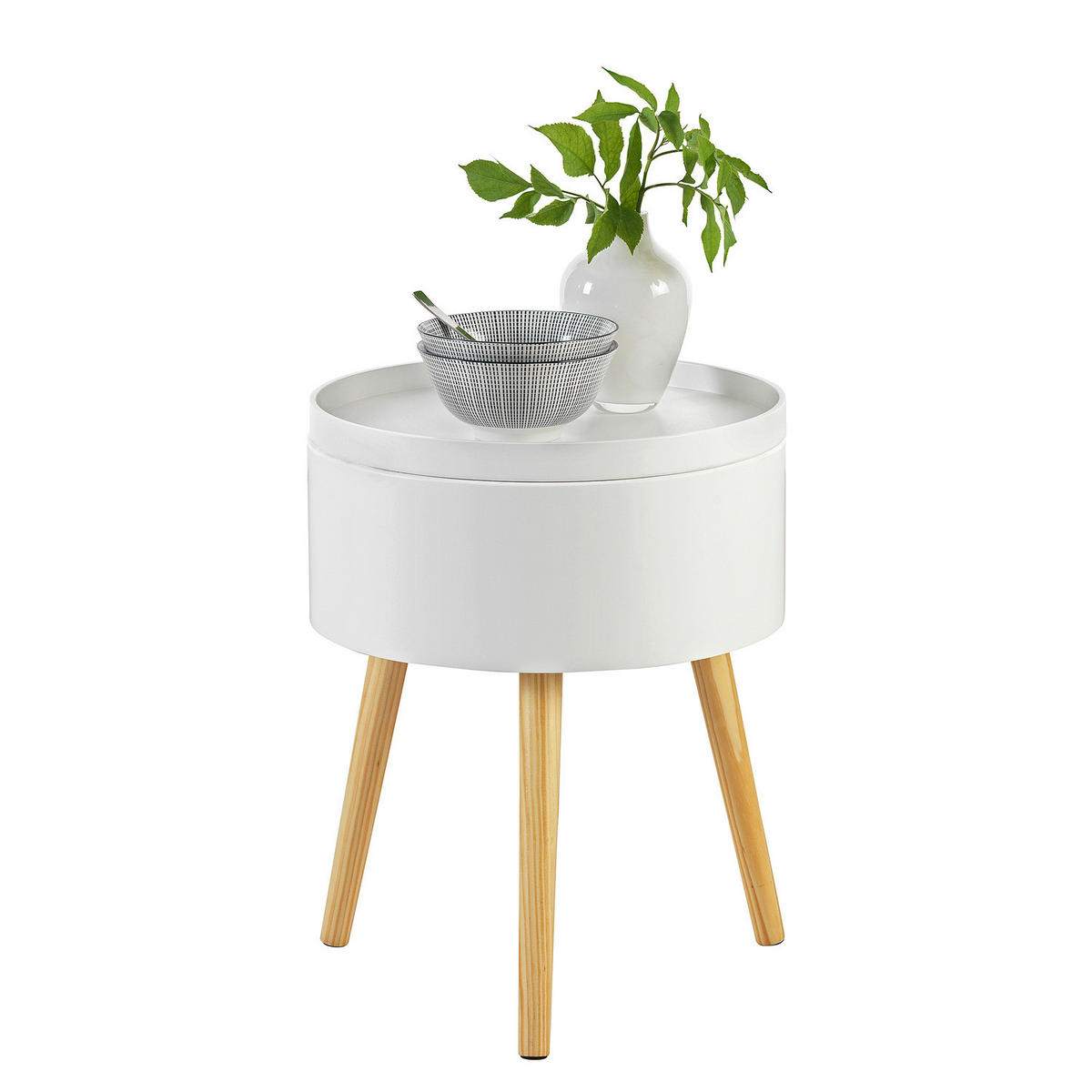 BEISTELLTISCH mit Stauraum - Weiß / Pinie - Weiß, Holz/Holzwerkstoff (38/38/49cm) - home24