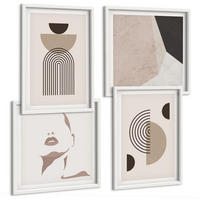 BILDER SET 4er Set - 50x50 cm & 40x60 cm Weißer Rahmen - Abstrakte Gesichtsformen - Weiß, Kunststoff (50/50cm) - TULUP