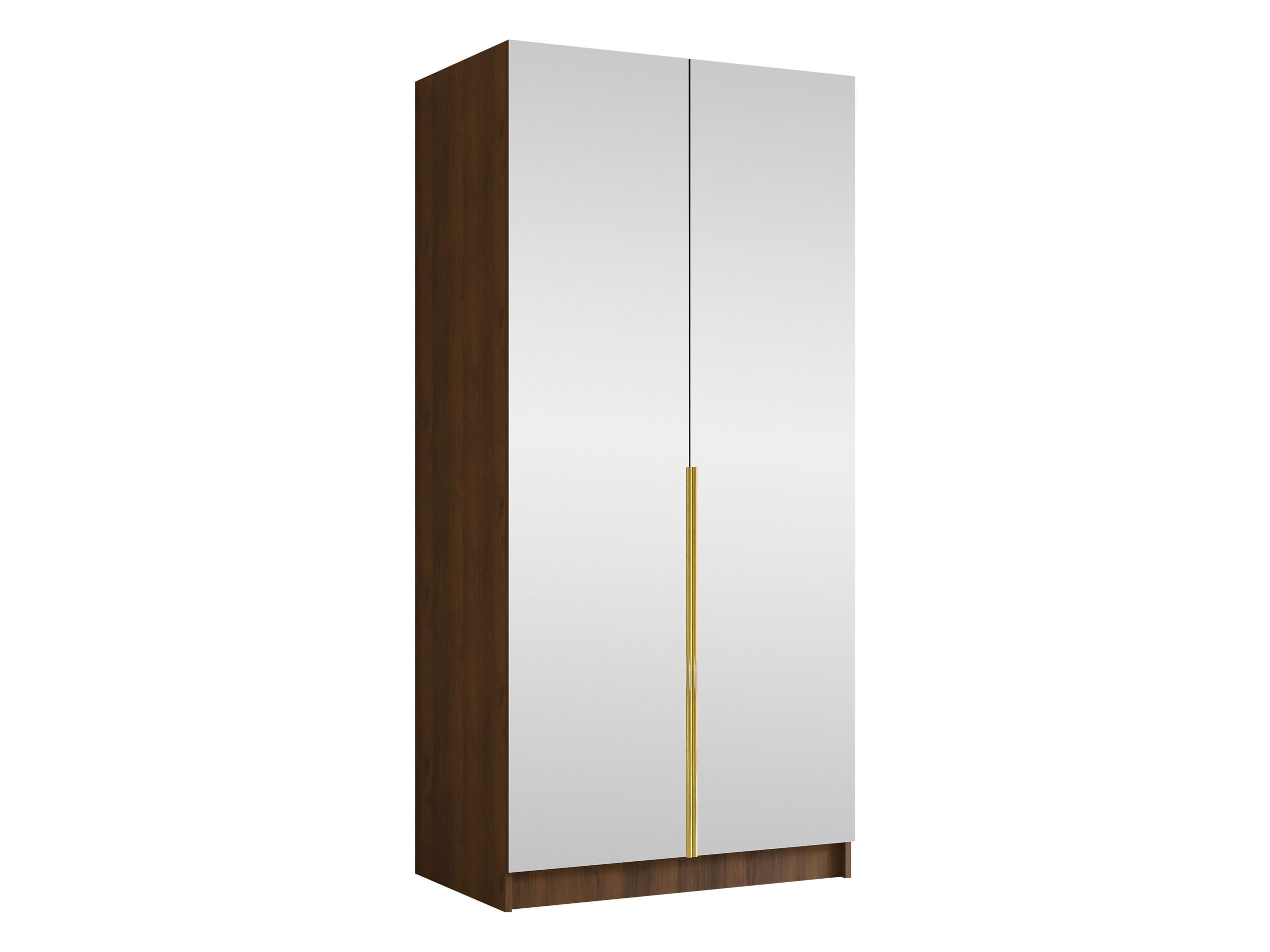 KLEIDERSCHRANK Bono III - Goldfarben/Nussbaumfarben, Holzwerkstoff/Metall (100/215/58cm) - MIRJAN24