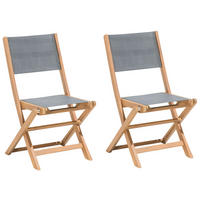 GARTENSTUHL 2er-Set Akazienholz hellbraun Cesana - Hellbraun/Grau, Holz (57/90/50cm) - Beliani