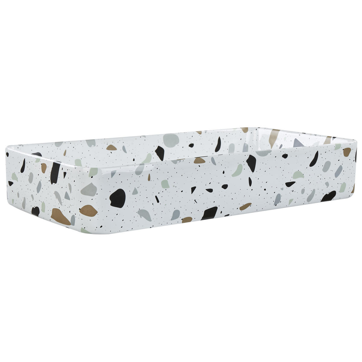 UMYVADLO NA DESKU Terrazzo Bílé 61/35 cm Keramika Nules - bílá, keramika (61/11/35cm) - Beliani