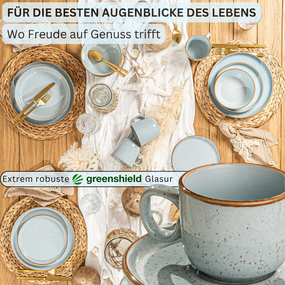 ESPRESSOTASSEN SET RIO LAGUNE - 12 teilig aus Steingut - Blau, Keramik (0.08L) - Sänger