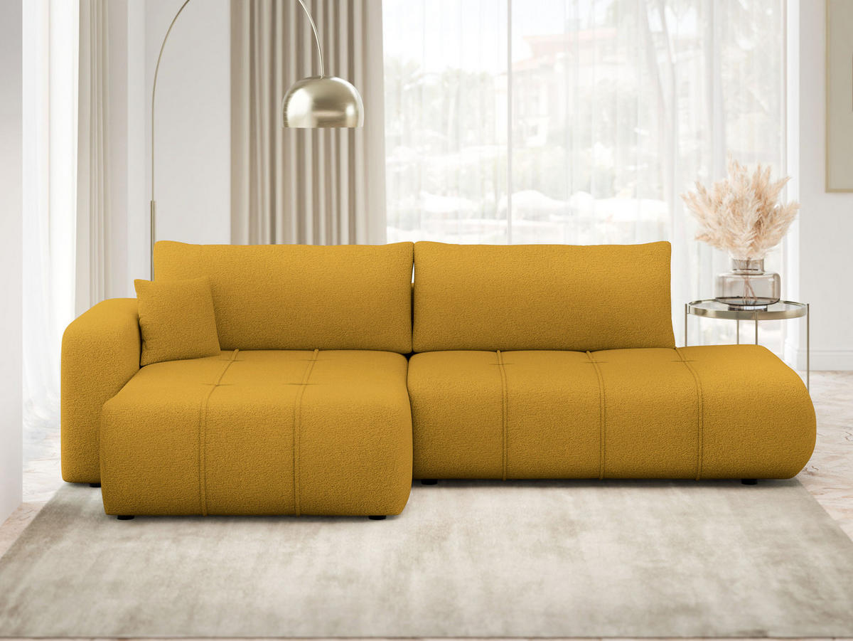 ECKSOFA Furyn O, Seite: Links - Gelb/Schwarz, Holzwerkstoff/Kunststoff (262/145cm) - MIRJAN24