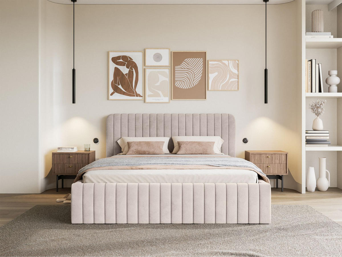 POLSTERBETT Saliano Grau-Beige 160x200 cm - Taupe, Holz/Textil (160/200cm) - Selsey