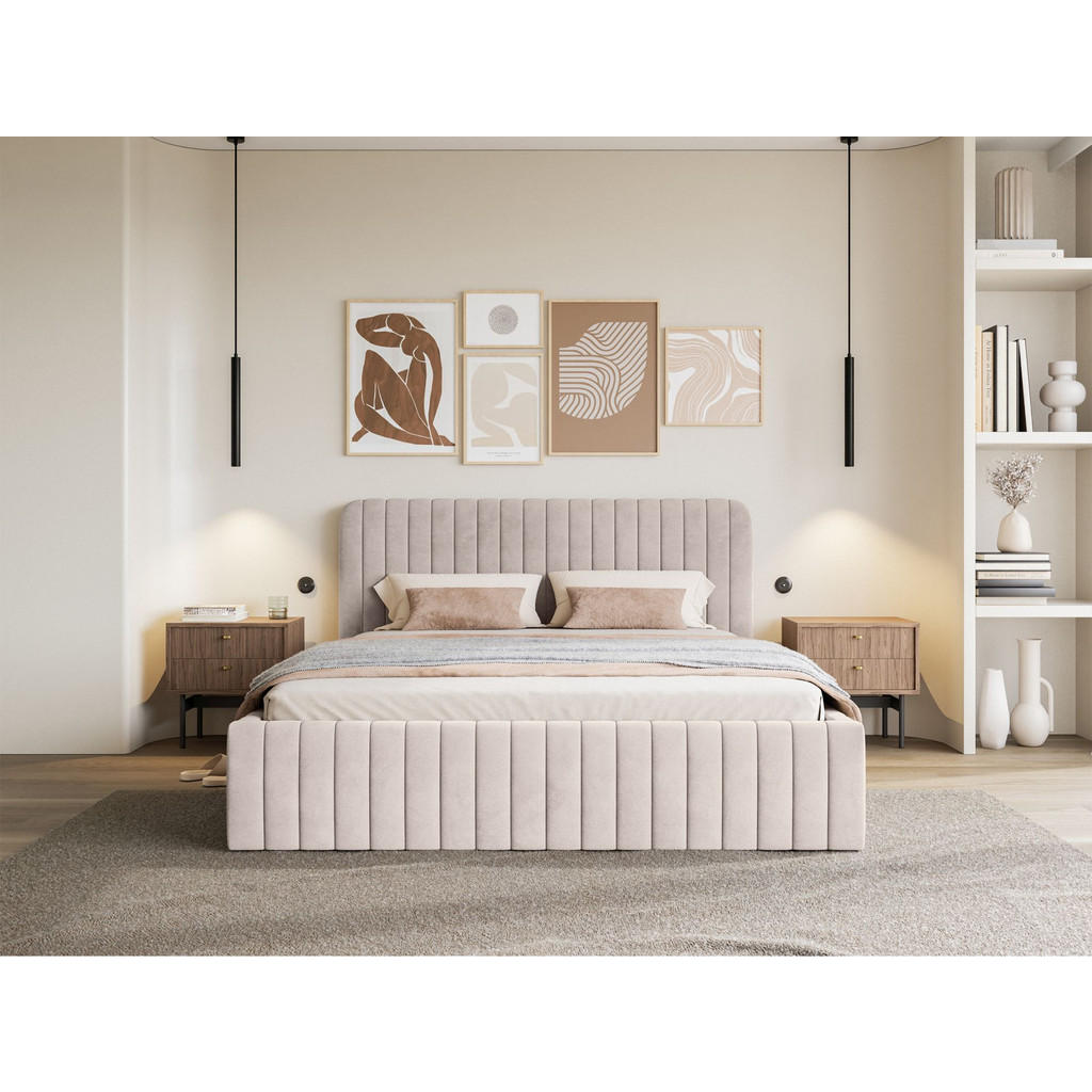 Thumbnail - Selsey Polsterbett, Taupe, Textil, 2-Sitzer, 160x200 cm, Schlafzimmer, Betten, Polsterbetten