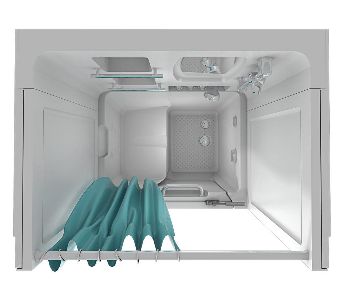 DUSCHE mit Sitzwanne und Tür S02D-TH-C-L - Weiß, Glas/Kunststoff (100/78/205cm) - AcquaVapore by Sandra Jentho