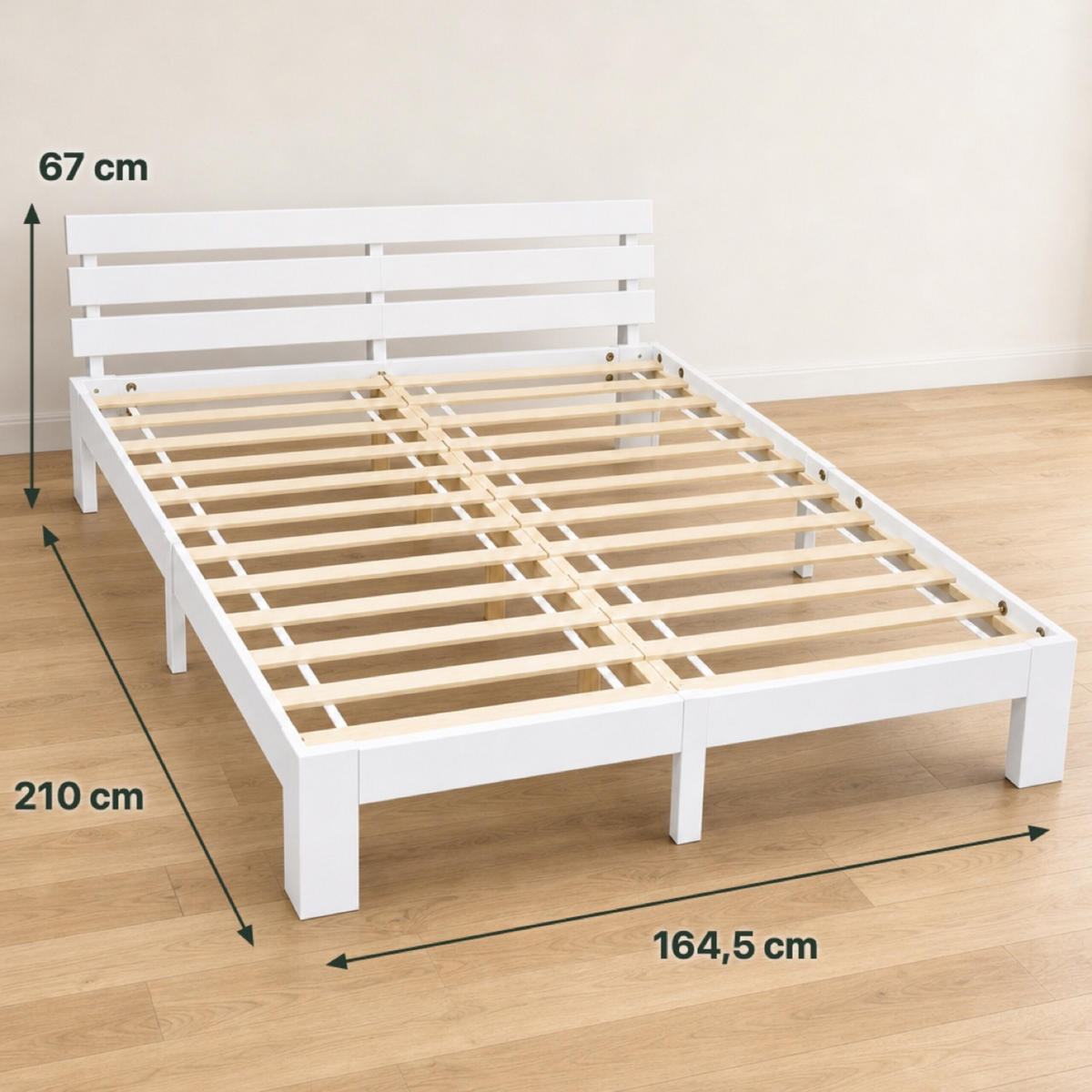 BETT Weiß Massivholz mit Lattenrost 160x200 cm - Weiß, Holz - Relaxdays