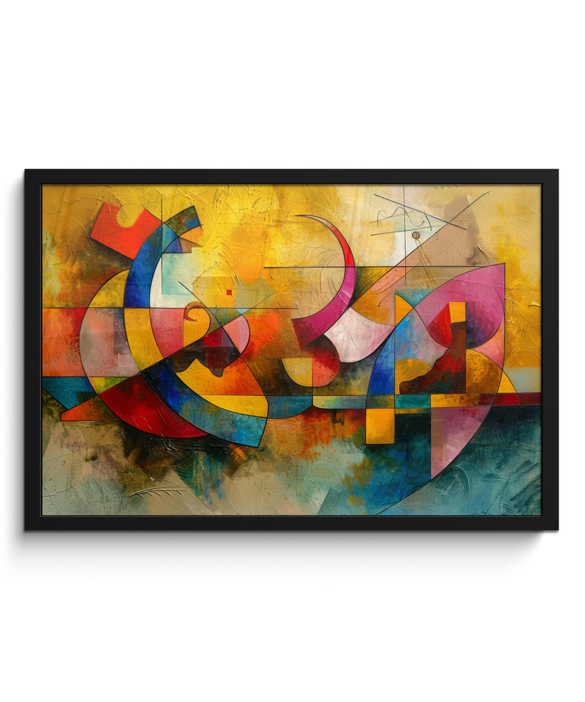 POSTER S OKVIROM Geometrijska umjetnost 60x40 cm - žuta, papir (60/40cm) - MuchoWow