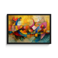 POSTER MIT RAHMEN Kunst - Abstrakt - Modern 60x40 cm - Gelb, Papier (60/40cm) - MuchoWow