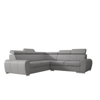 ECKSOFA APOLLO KN09, Eckcouch in L-Form mit Schlaffunktion, Farbe: Grau, Kunstleder, Ottomane Links - Grau, Textil (255/255cm) - O-Sofa
