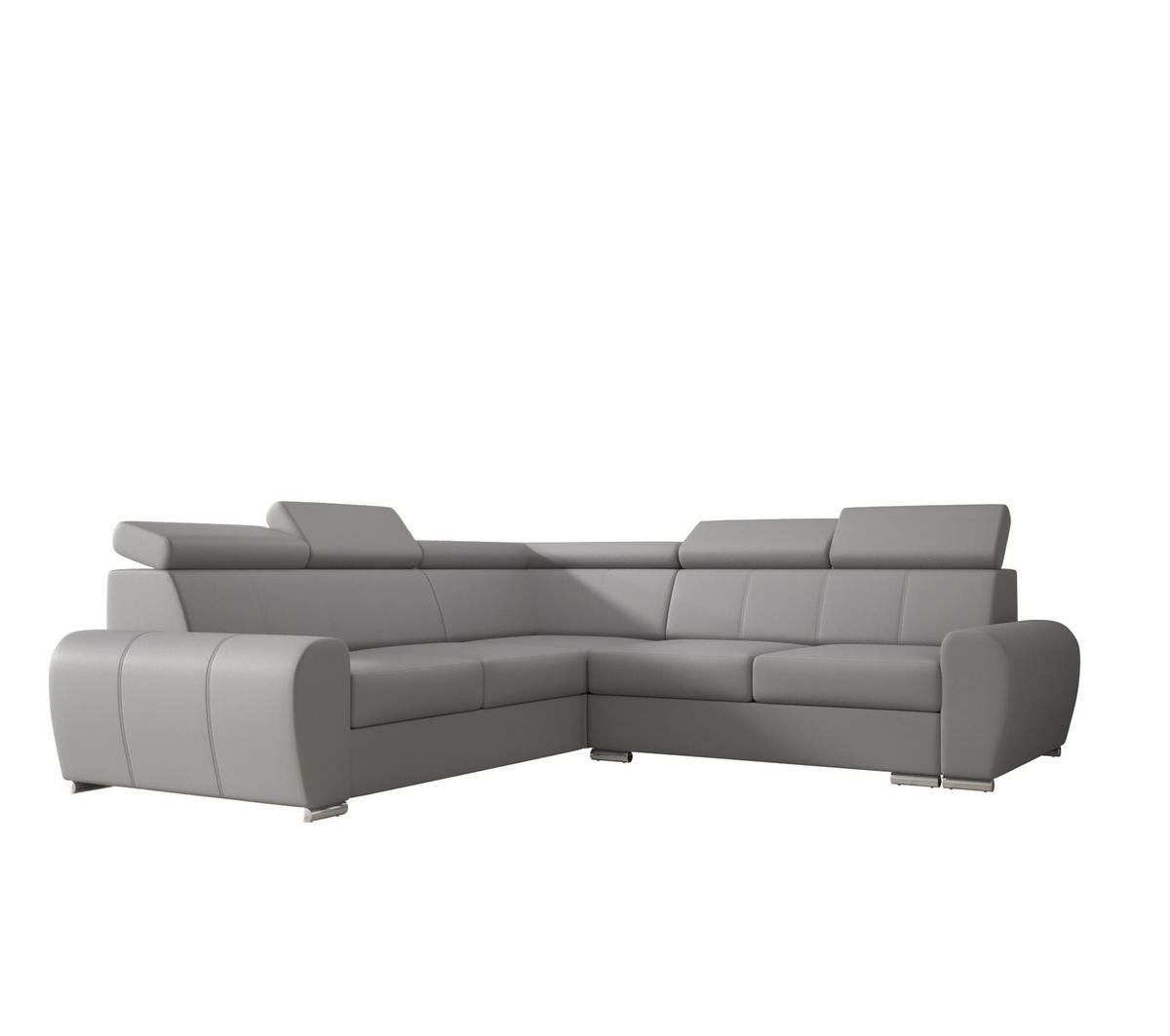 ECKSOFA APOLLO KN09, Eckcouch in L-Form mit Schlaffunktion, Farbe: Grau, Kunstleder, Ottomane Links - Grau, Textil (255/255cm) - O-Sofa