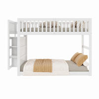 ETAGENBETT niedrig 140x200 cm Holz Weiß mit Treppe und 4 Schubladen - Weiß, Holz (140/200cm) - Meubliv