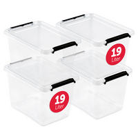 AUFBEWAHRUNGSBOXEN mit Deckel 19l im 4er Set - Transparent, Kunststoff (29/26.5/39cm) - BOXXivo