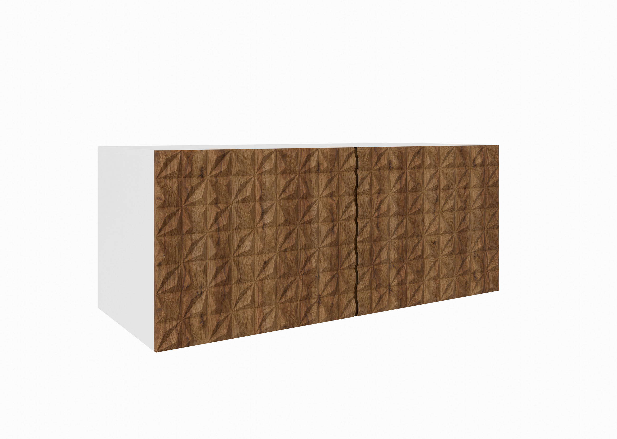 Meblini Tv-Schrank Weiß, Wildeiche 100x115x40 cm