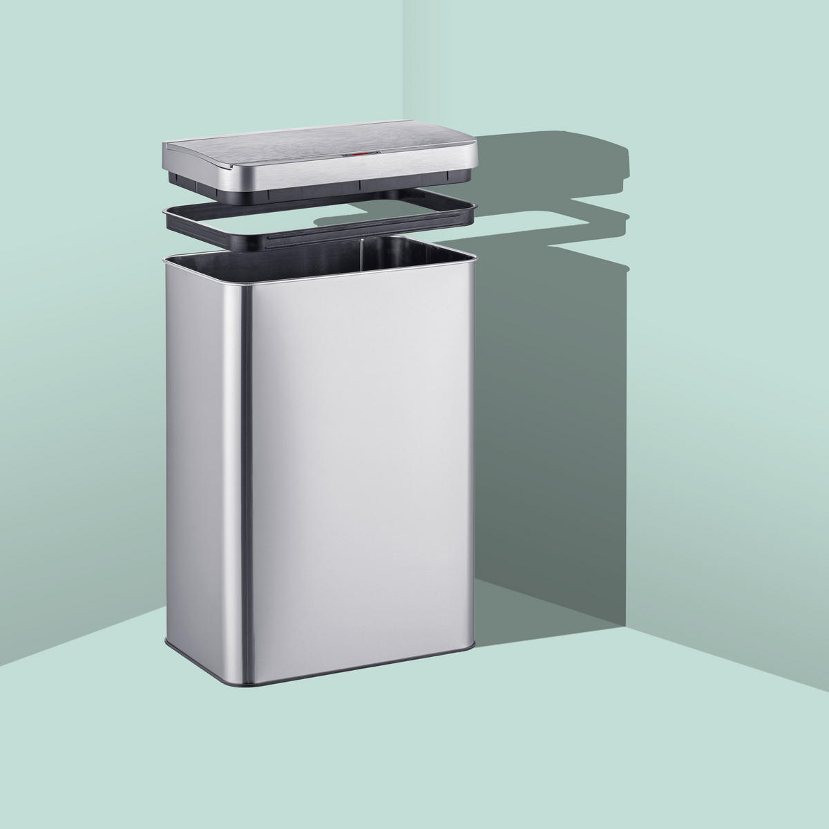 SENZOROVÝ kôš - strieborná, kov/plast (42/53.5/27cm) - Relaxdays