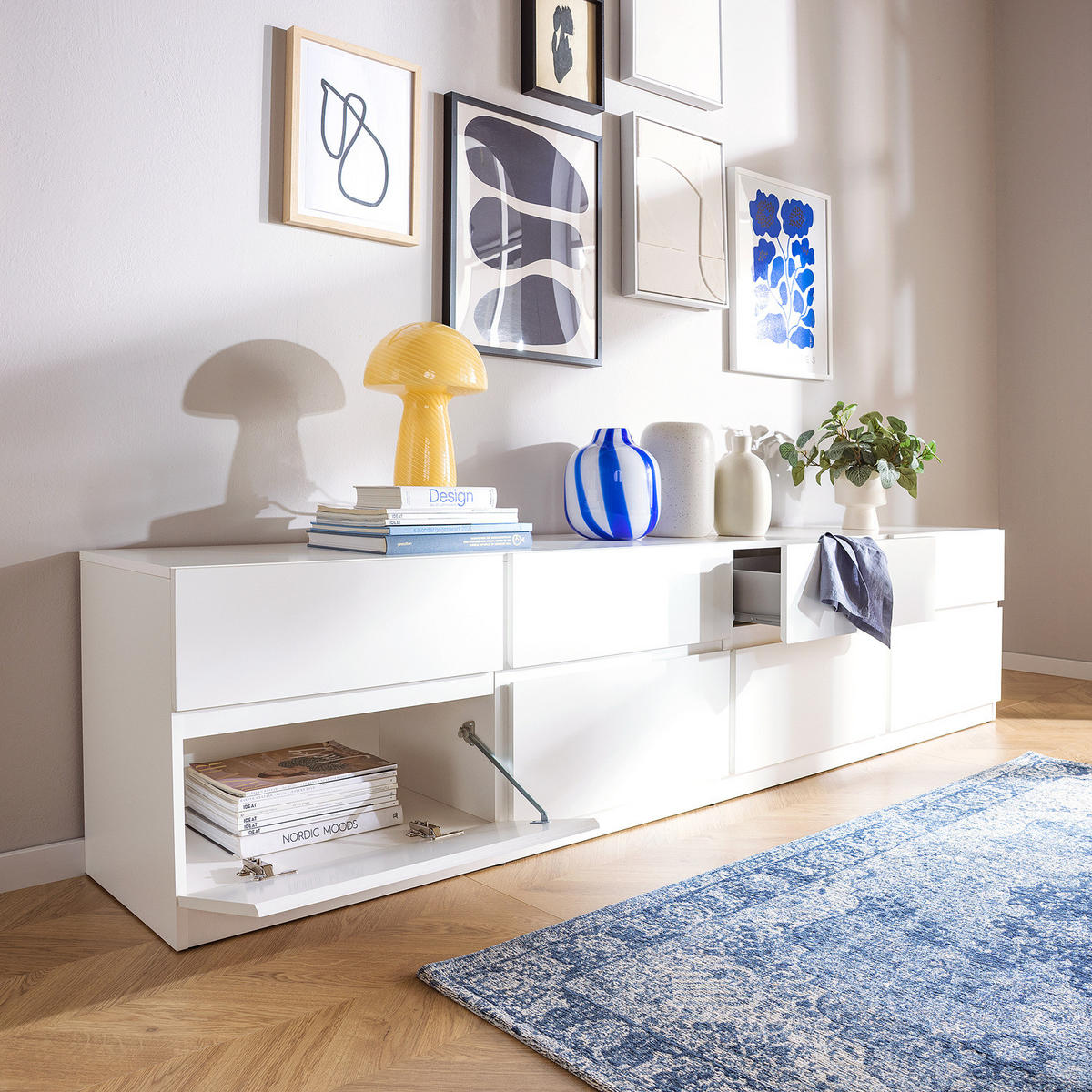 TV-LOWBOARD - Spanplatte - Weiß, Holzwerkstoff (225/53/40cm) - home24