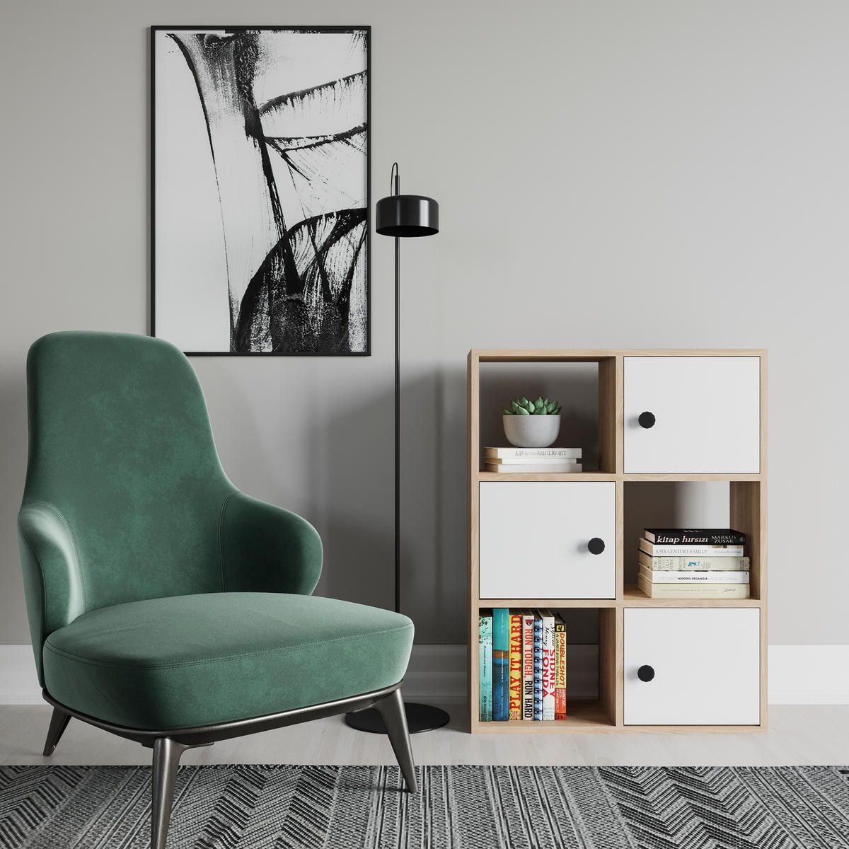 BÜCHERREGAL Tilton Eiche Weiss - Eichefarben/Weiß, Holzwerkstoff (25/93/72cm) - Decorotika