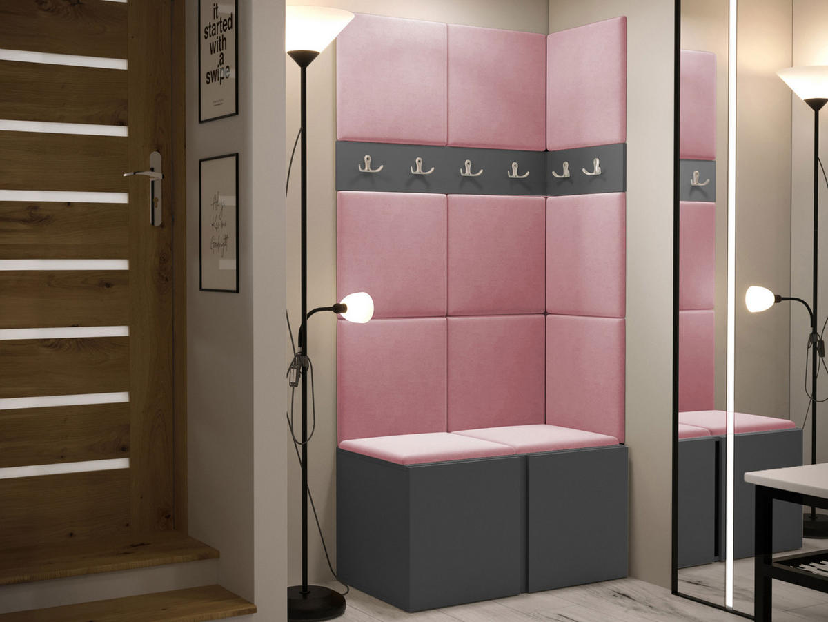 GARDEROBEN-SET Orion I - Graphitfarben/Rosa, Holzwerkstoff/Kunststoff (84/186/46cm) - MIRJAN24