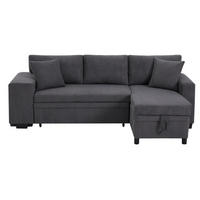 ECKSOFA L-Form 3-Sitzer mit Schlaffunktion und USB-Anschluss Cord Grau 231/131,5/84 cm - Grau, Textil (231/131.5cm) - OKWISH