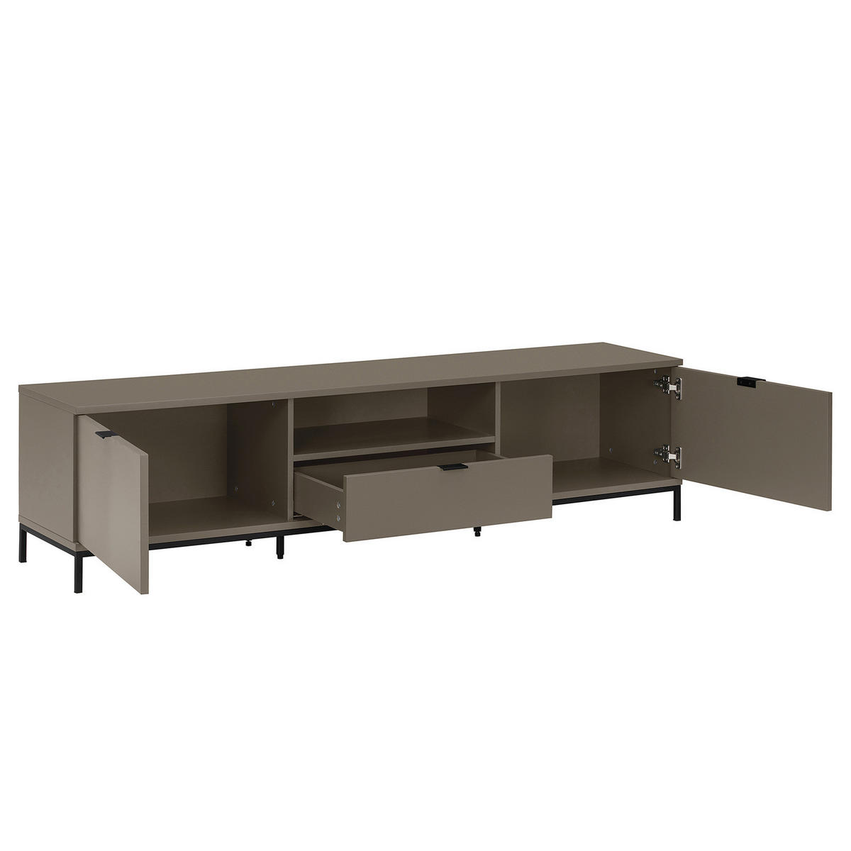 TV-LOWBOARD - Eisen / MDF - Taupe/Schwarz, Holzwerkstoff/Metall (180/45/40cm) - home24