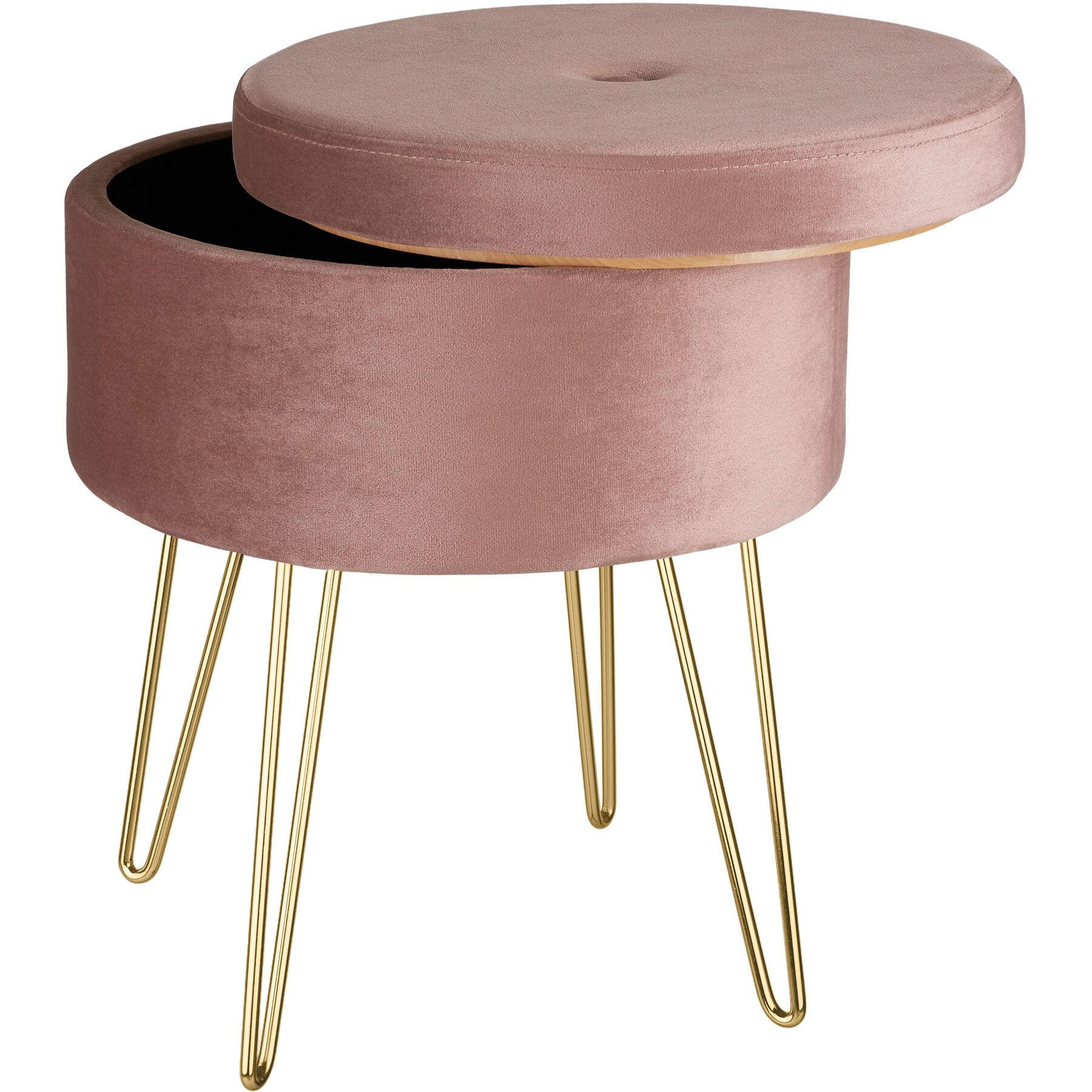SITZHOCKER mit Stauraum Ava,37,5 x 44,5 cm,rosa - Rosa, Holz (37.5/44.5/37.5cm) - tectake