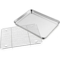 BACKBLECH mit Abkühlgitter 31,6 x 24,5 x 2,5 cm Edelstahl Set - Silberfarben, Metall (24.5/2.5/2.5cm)