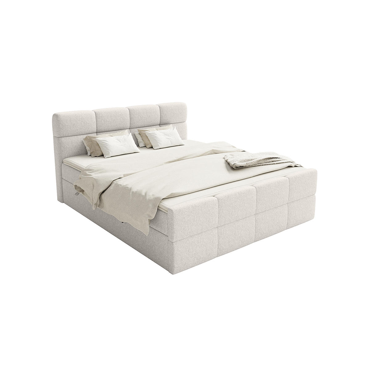 BOXSPRINGBETT ALZEA 160x200 cm, Weiß - Weiß, Textil (160/200cm) - Fedve