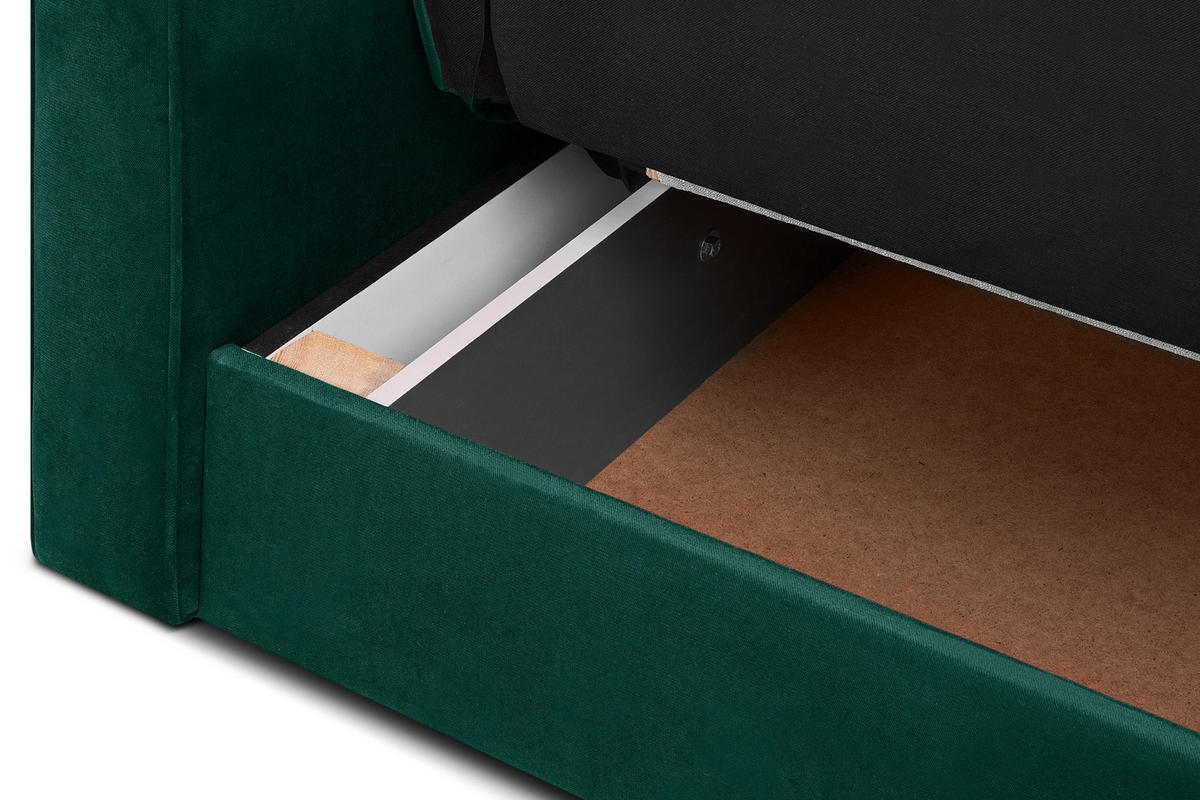SCHLAFSOFA ORIO 3 Personen, Velours-Stoff, Grün - Grün, Textil (219/90/90cm) - KONSIMO®