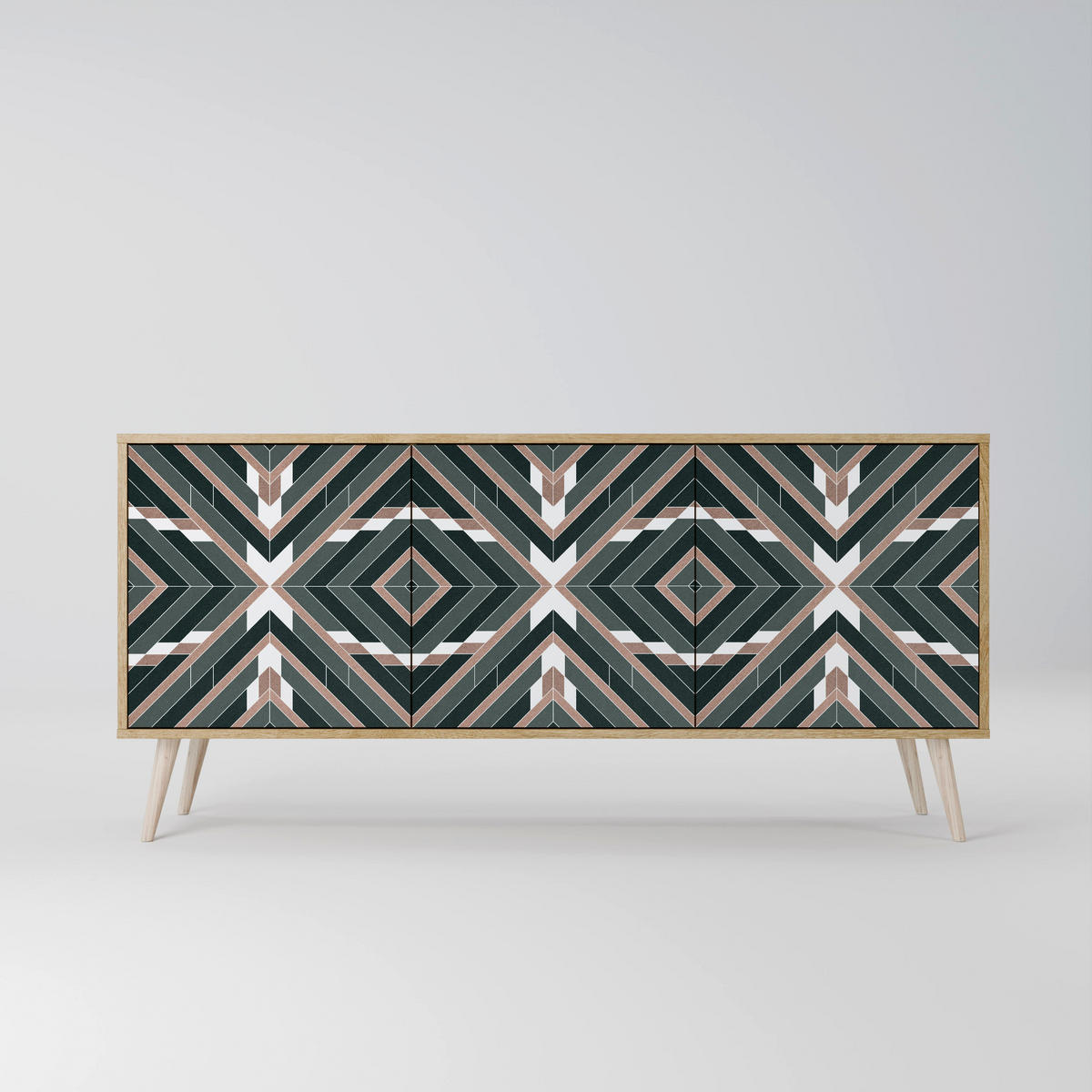 SIDEBOARD DIMENSION DELIGHTS, Eicheneffekt, 164,5x42x77,5 cm, 3 Türen - Eichefarben/Buchefarben, Holzwerkstoff/Buchenholz (164.5/77.5/42cm) - SpaceRebels