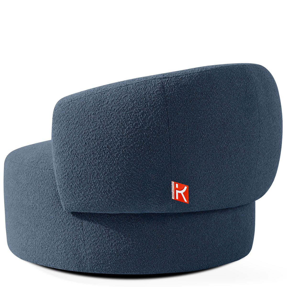 DREHSESSEL VIRA, Marineblau, Bouclé - Schwarz/Dunkelblau, Holz/Holzwerkstoff (105/76/100cm) - KONSIMO®