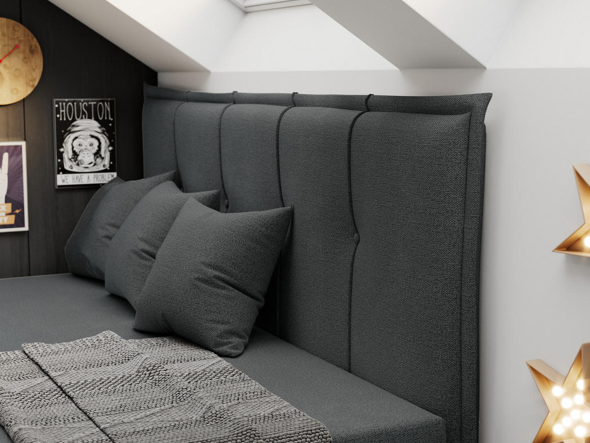 BOXBETT BANCO 90/200 Dunkelgrau Struktur - H3 - Dunkelgrau, Holz/Textil (90/200cm) - MKS