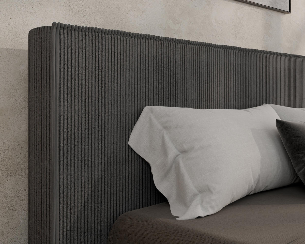 POLSTERBETT SANA 180x200cm Elegantes Polsterbett für modernen Wohnstil , ohne matratze, dunkelgrau - Dunkelgrau, Holz (180/200cm) - Homesy