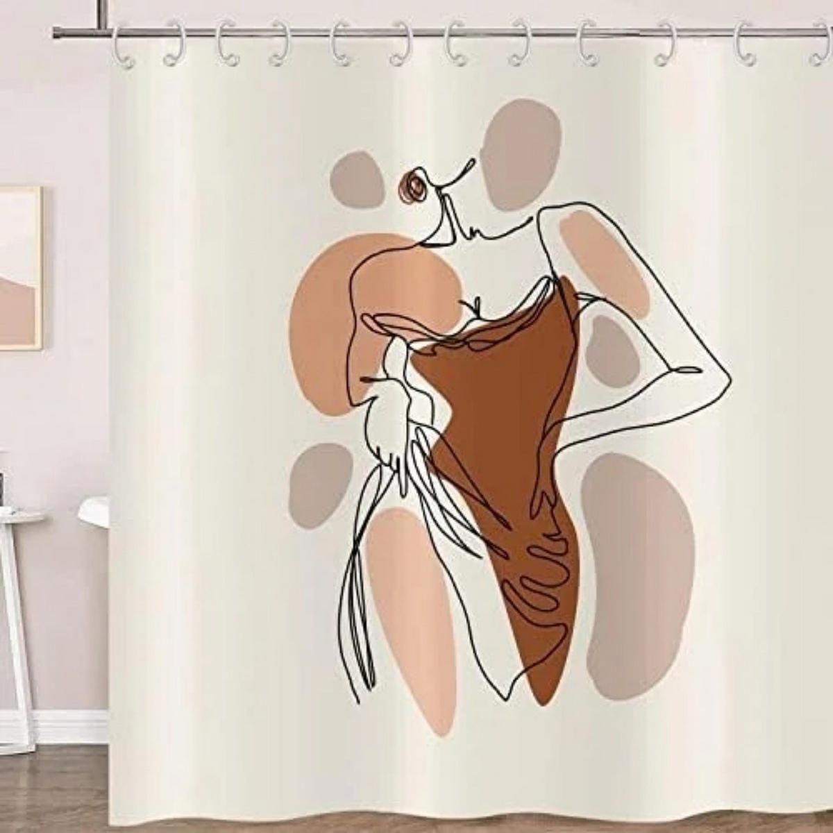 DUSCHVORHANG abstrakt mit Haken - Gelb, Textil (200/180cm) - MCBOSON