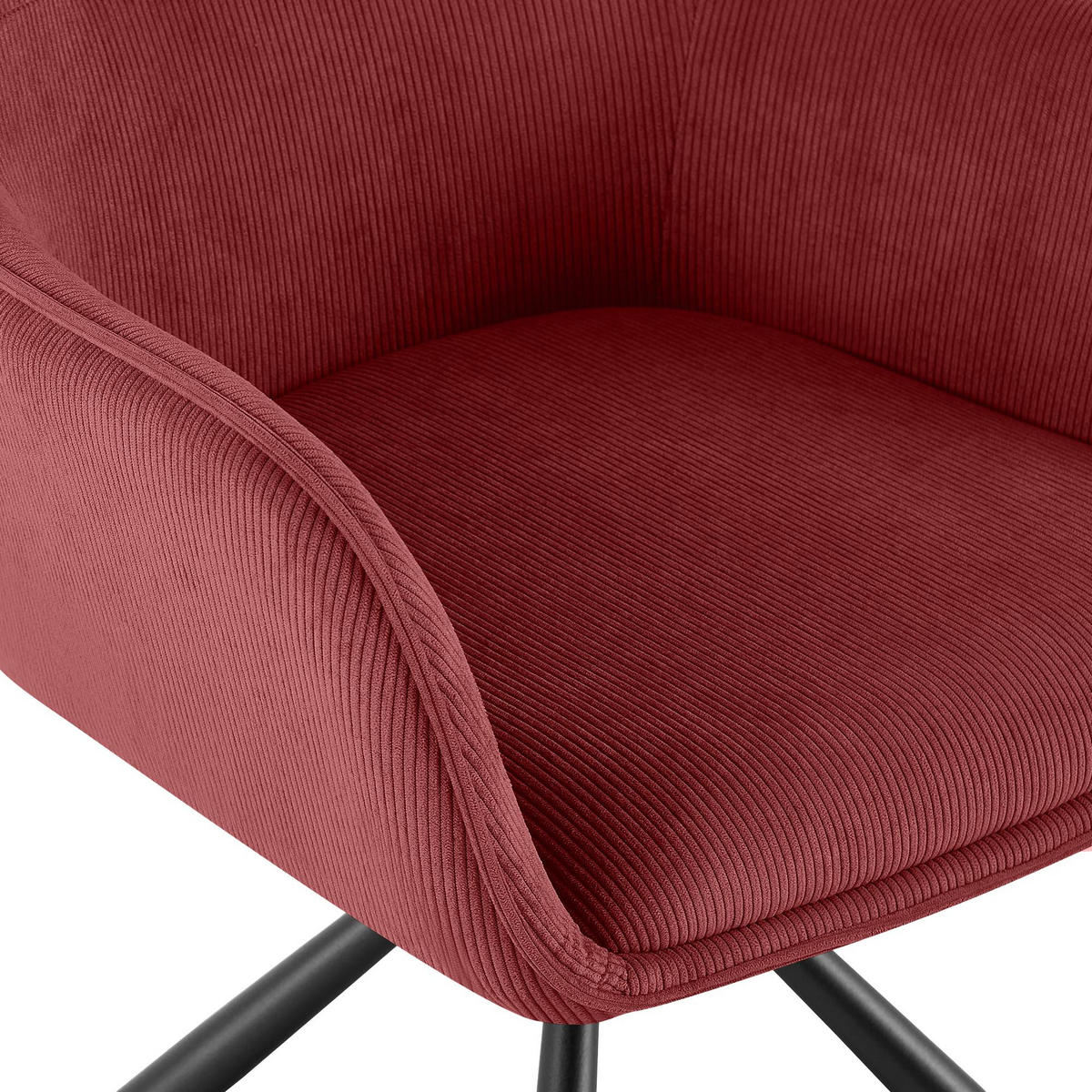 ARMLEHNENSTUHL Cord Bordeauxrot - Bordeaux/Schwarz, Textil/Metall (58/84/59cm) - CLP