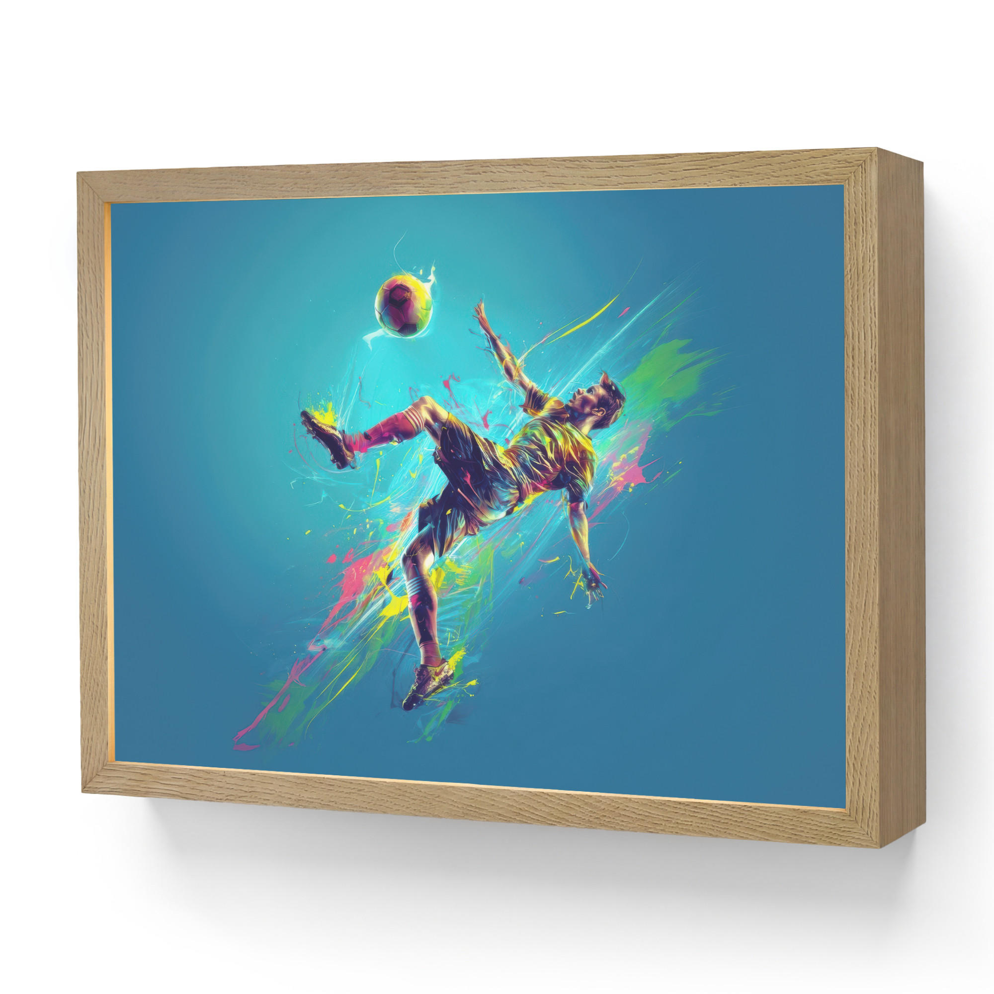 OnlyWow NÁSTĚNNÁ LAMPA S AKUMULÁTOREM Fotbalista - Stříkající barva - Barevné - Míč 40x30 cm