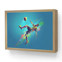 NACHTTISCHLAMPE MIT AKKU Fußballer - Farbspritzer - Farbenfroh - Ball 40x30 cm - Blau, Holzwerkstoff (8/40/30cm) - OnlyWow