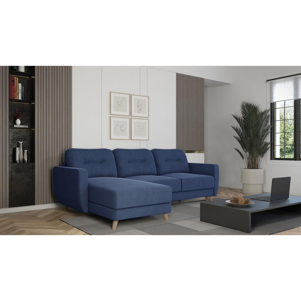 Thumbnail - Fun Möbel Ecksofa, Blau, Textil, Ottomane links, 233x140 cm, Wohnzimmer, Sofas & Couches, Wohnlandschaften, Ecksofas