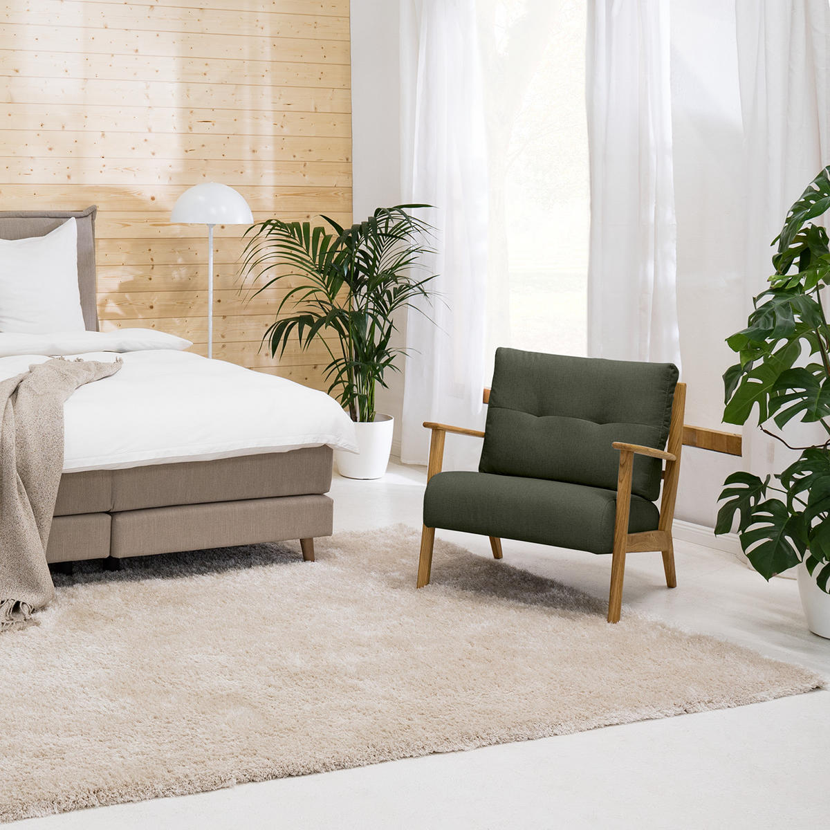 SESSEL - Eichefarben/Grau, Eichenholz/Textil (83/80/75cm) - home24