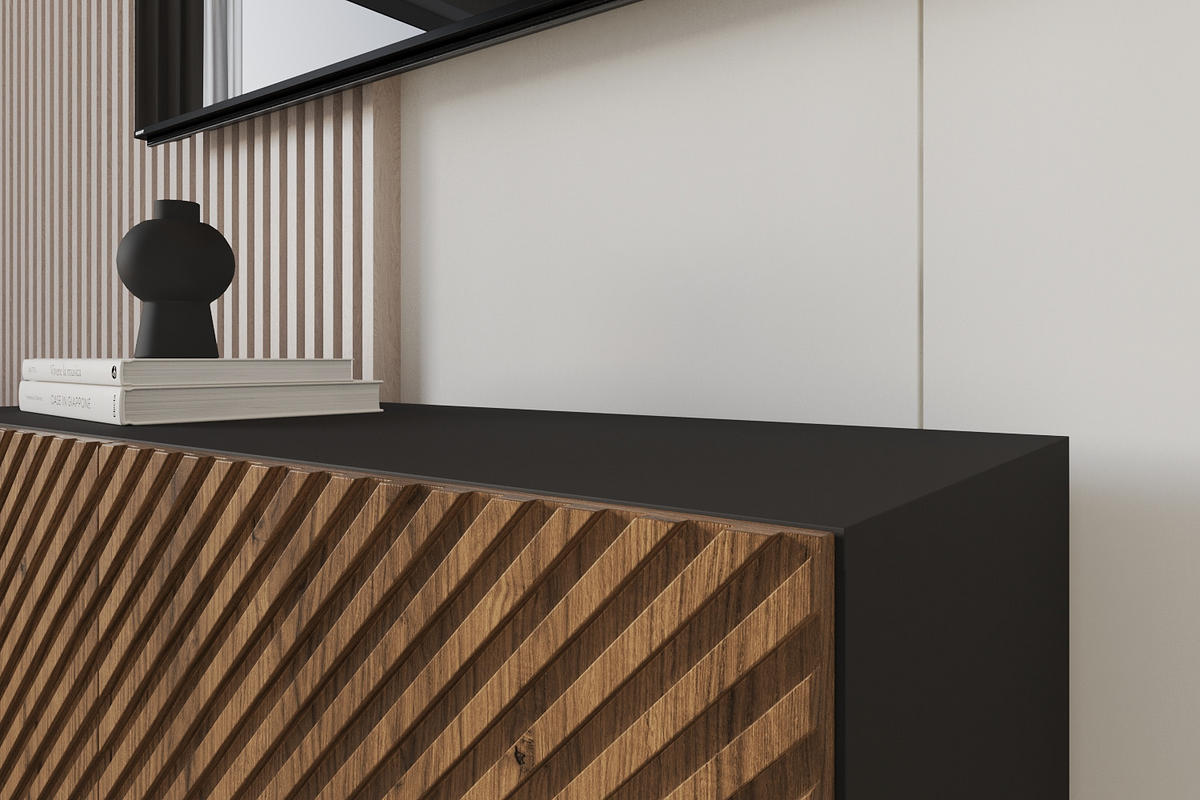 LOWBOARD ZENO-W 100x40x41 cm - Schwarz / Katania - Eiche Wotan, Holzwerkstoff (100/40/41cm) - ALTDECOR