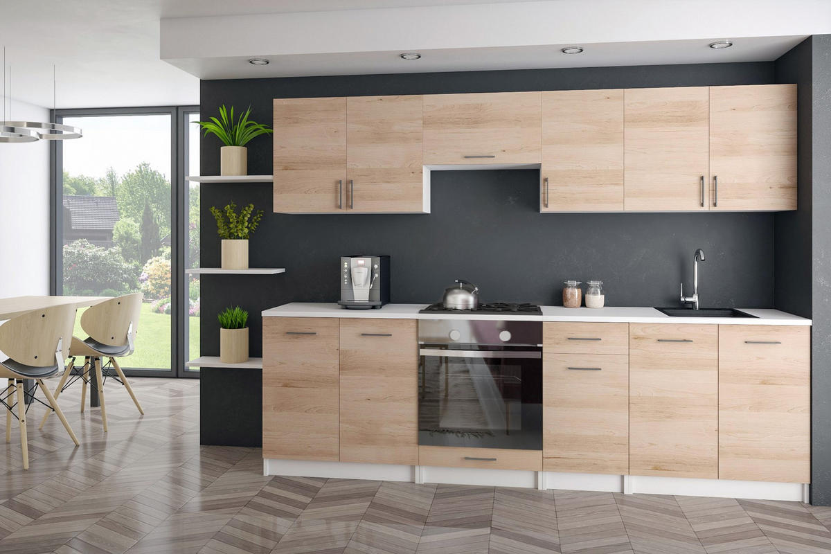 KÜCHENZEILE LECO 240 eiche artisan - Eiche Artisan, Holzwerkstoff (240/82/46cm) - roe furniture
