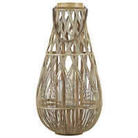 LATERNE Heller Holzfarbton Tonga - Hellbraun, Holz (39/77/39cm) - Beliani