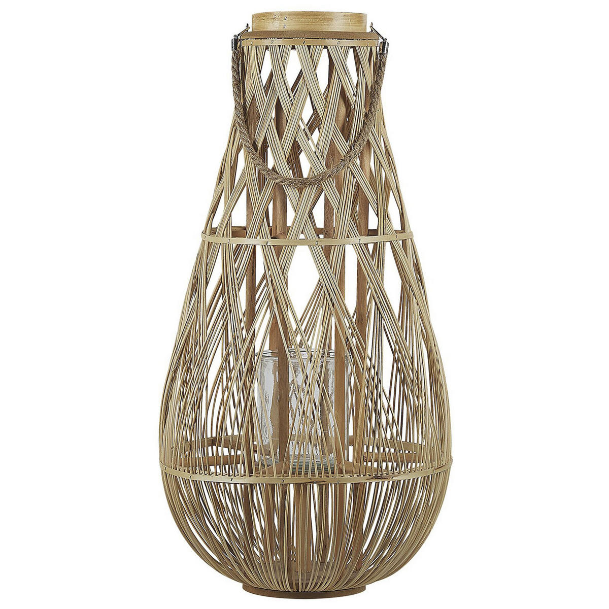 LATERNE Heller Holzfarbton Tonga - Hellbraun, Holz (39/77/39cm) - Beliani