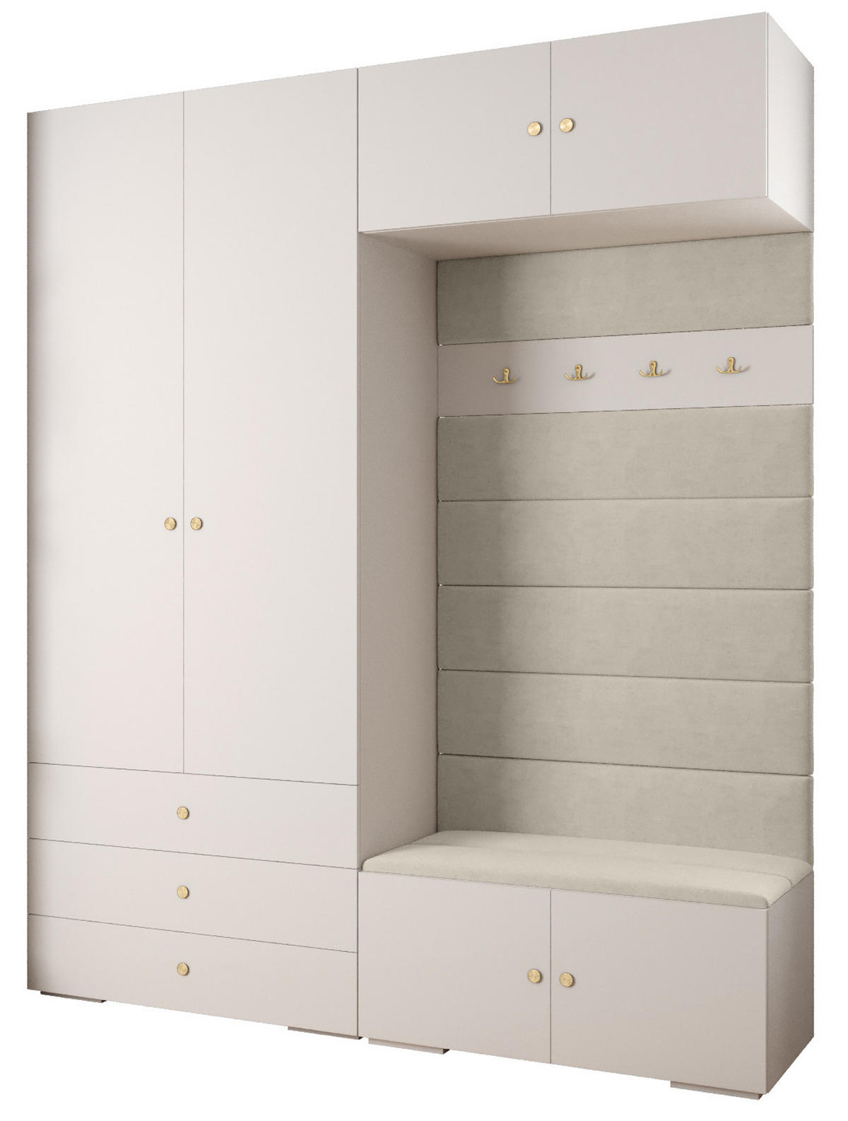 GARDEROBEN-SET 236,7/200/47 - Goldfarben/Weiß, Holz/Kunststoff (200/236.7/47cm) - Abiks Möbel