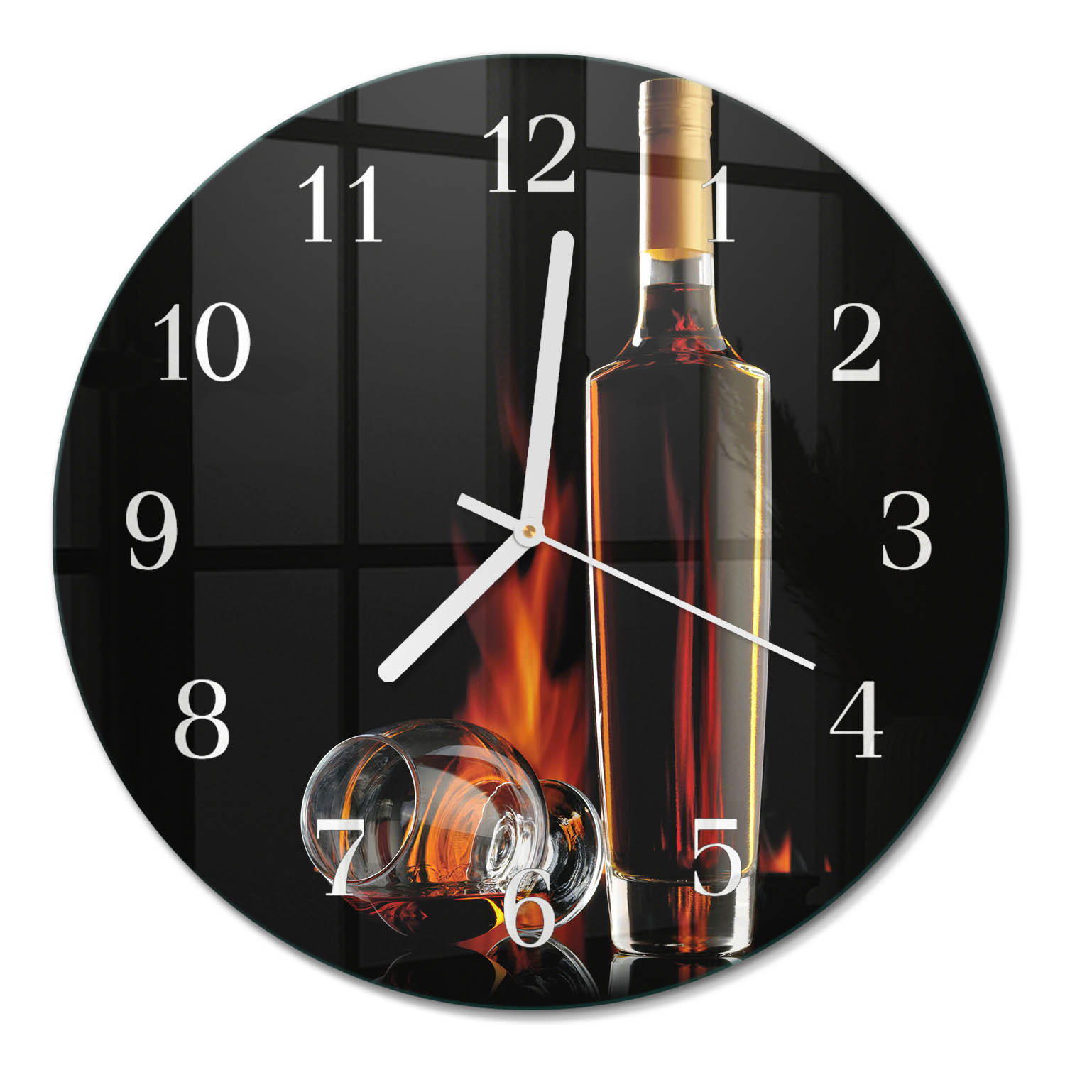 WANDUHR fi30 cm - Alkohol - Schwarz, Glas (30/30/0.4cm) - TULUP